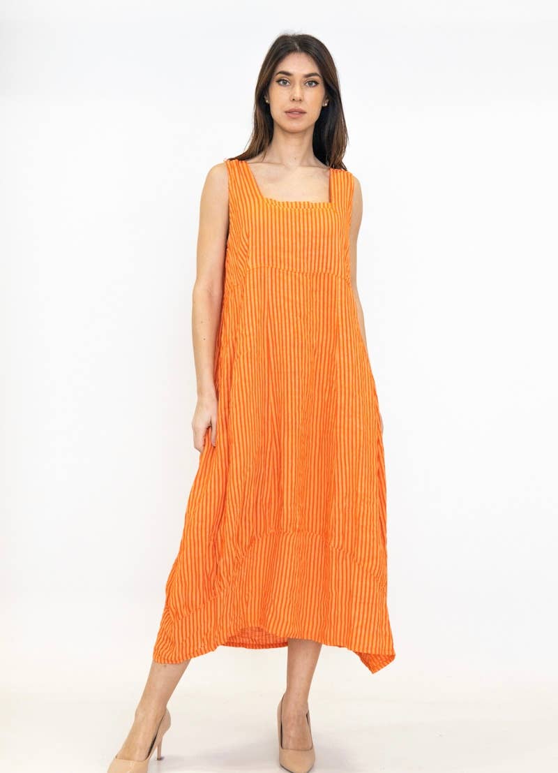 ROBE EN LIN 322 8119 RAYÉE PRINTEMPS ÉTÉ VÊTEMENTS