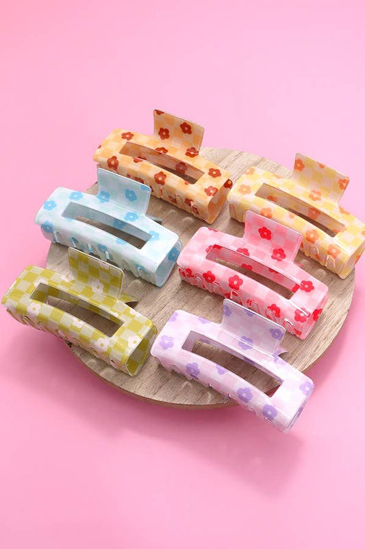 DAISY CHECKER HAIR CLAW CLIPS