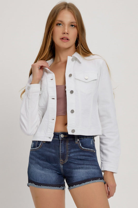 Risen Basic Denim Jacket in White