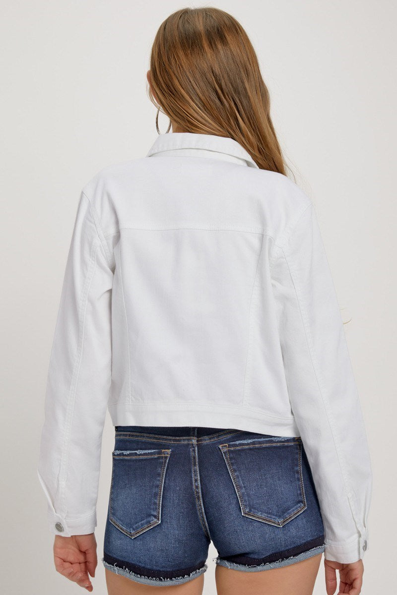 Risen Basic Denim Jacket in White