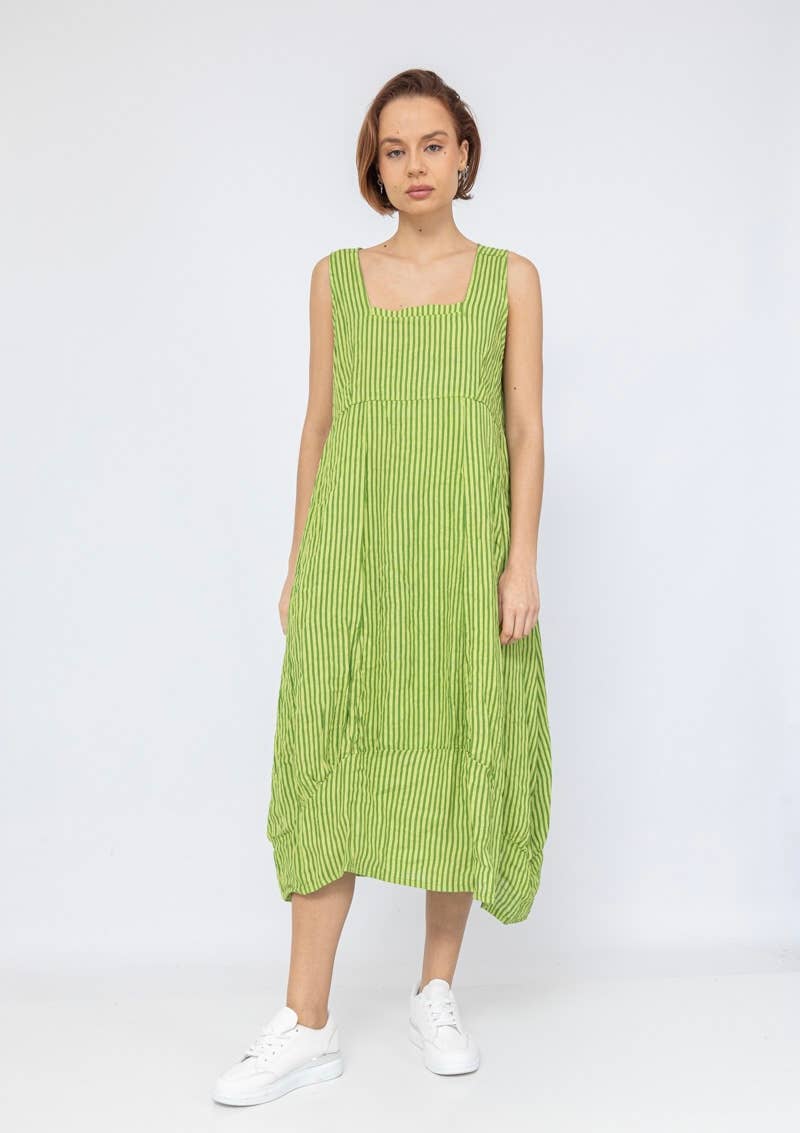 ROBE EN LIN 322 8119 RAYÉE PRINTEMPS ÉTÉ VÊTEMENTS