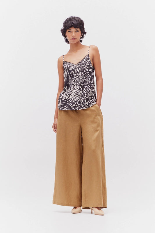 Printed Raw Edge Satin Tank