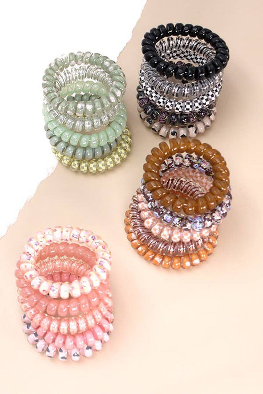 MIX SOLID FLOWER CHECKER ANIMAL HAIR  COILS 5 ASST |