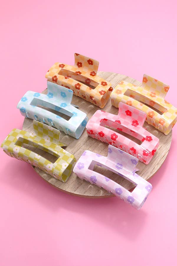 DAISY CHECKER HAIR CLAW CLIPS