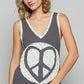 V-Neck Sleeveless Front Woven Heart Peace Patch Top