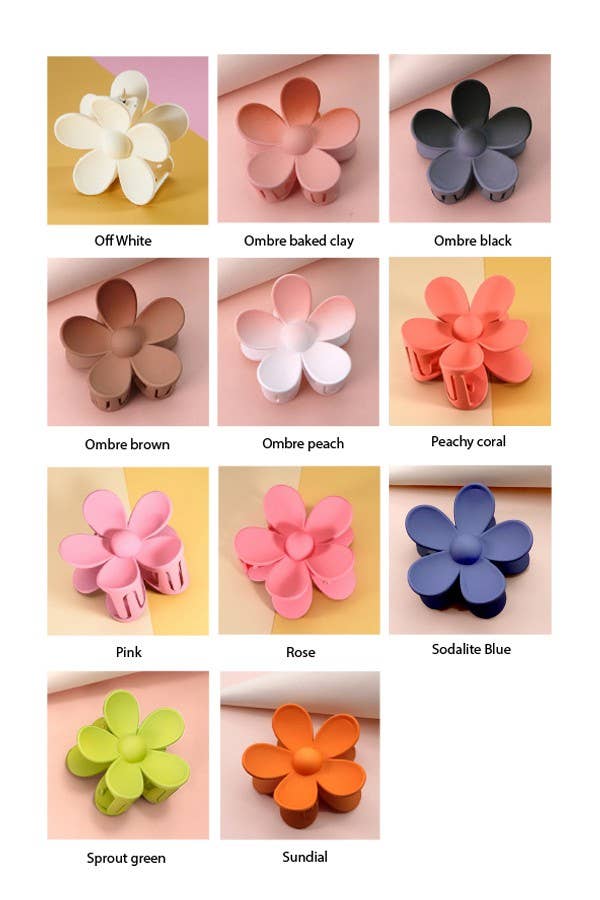 OVERSIZE MATTE FLOWER HAIR CLAW CLIPS
