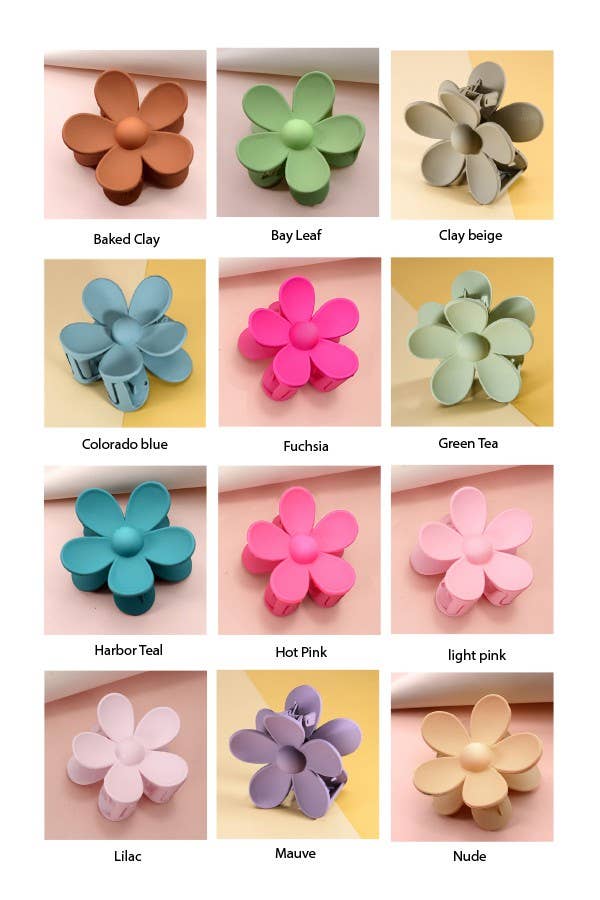 OVERSIZE MATTE FLOWER HAIR CLAW CLIPS