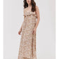 Lavender Print Ruffle Strap Long Dress