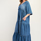 Denim Tiered Maxi Dress